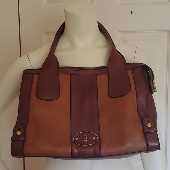 Fossil Vintage Reissue Brown/Tan Leather Satchel - Picture 1 of 8